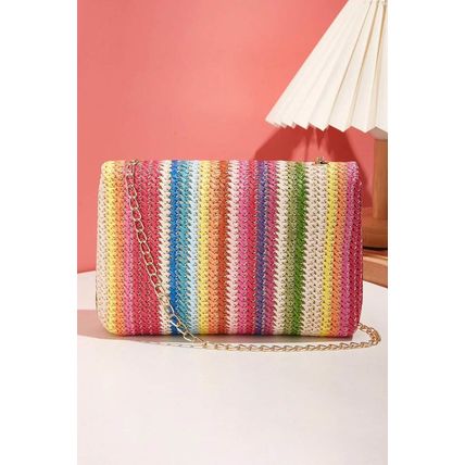 Multicolour Bohemian Woven Gold Chain Shoulder Bag