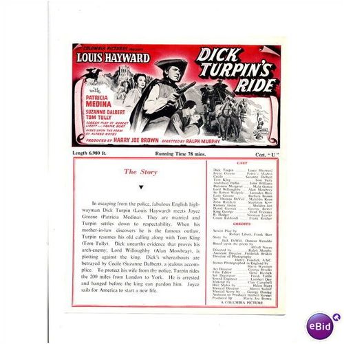 DICK TURPIN'S RIDE Louis Hayward, Patricia Medina Synopsis