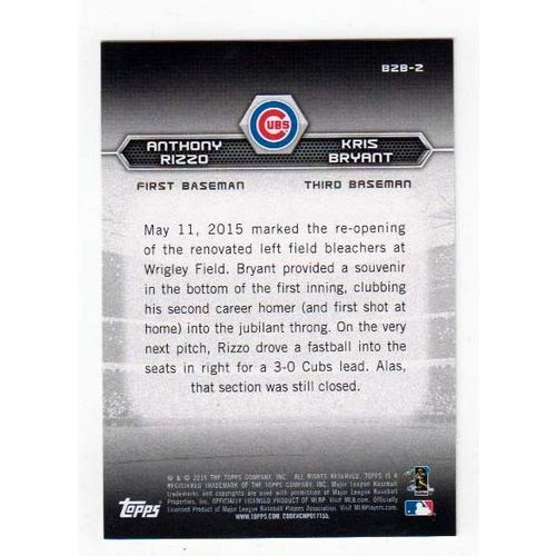 2016 Topps Back to Back Kris Bryant & Anthony Rizzo insert card #B2B-2