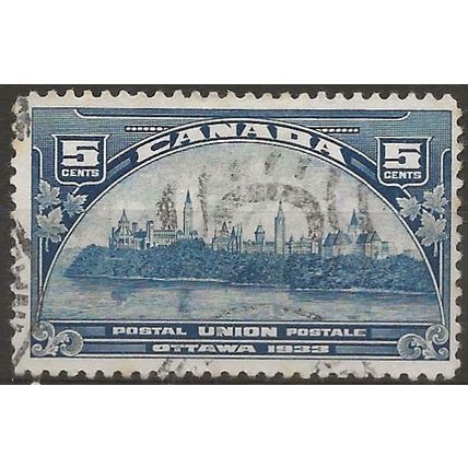 Canada 1933 SG329 5c Blue UPU Good+ Used ..
