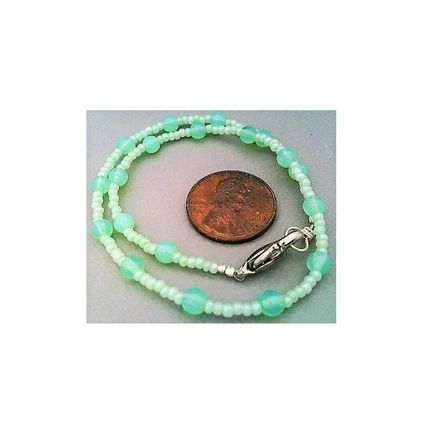 Green Opal Glass Beaded Anklet Bracelet