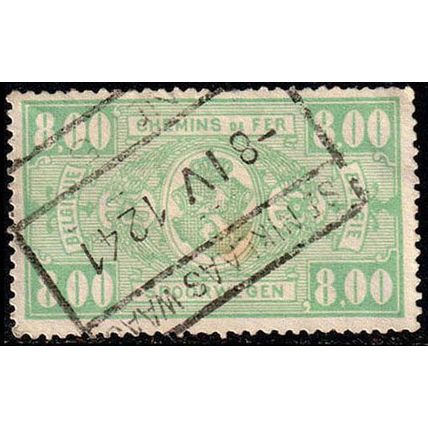 Belgium 1941 Railway Parcelpost 8,00Fr Used Stamp Spoorwegen