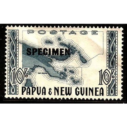 Papua New Guinea 1952 Specimen Map 10/- MNG Stamp PNG