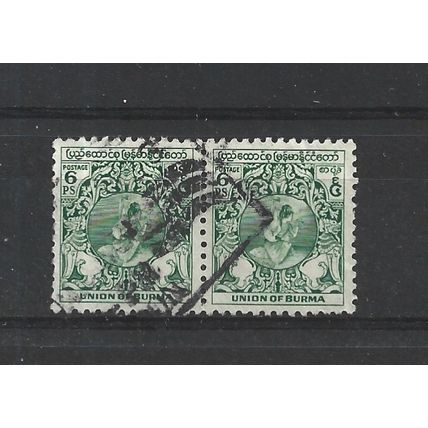 Burma.SG101 6p Dancer (Green) Pair.Fine Used.Jul25a