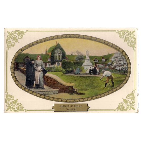 HARBOUR OF REFUGE, by F. Walker. used antique postcard 1908 postmark #