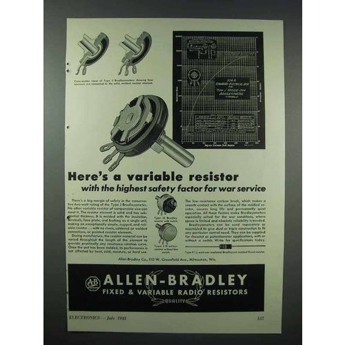 1943 Allen-Bradley Variable Radio Resistors - Safety