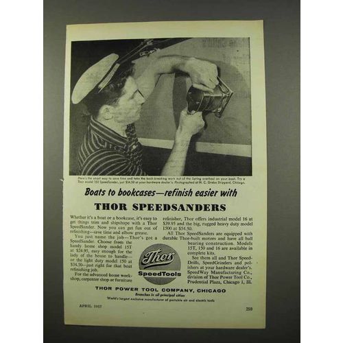 1957 Thor 150 SpeedSander Ad - Boats to Bookcases
