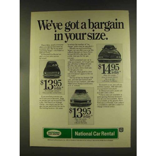 1976 National Car Rental Ad - We've Got a Bargain