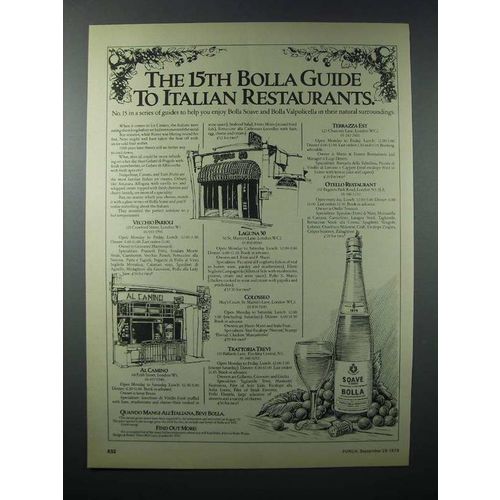1979 Bolla Wine Ad - 15th Guide to Italian Restaurants