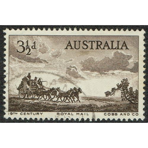 Australia 1955 Mail Coach Pioneers 3½d Blackish Brown SG284 FU