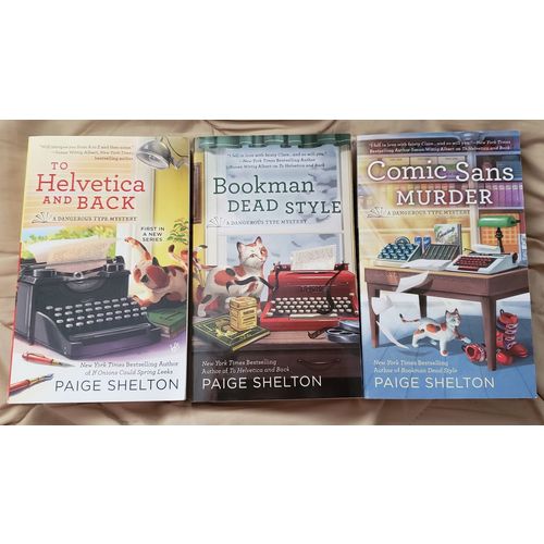 3 PB in A Dangerous Type Mystery series by Paige Shelton~Comic Sans Murder + 2