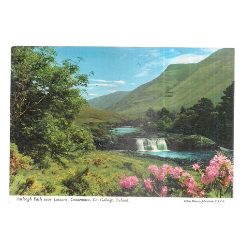 AASLEAGH FALLS, CONNEMARA CO. GALWAY, IRELAND used vintage postcard by J Hinde =