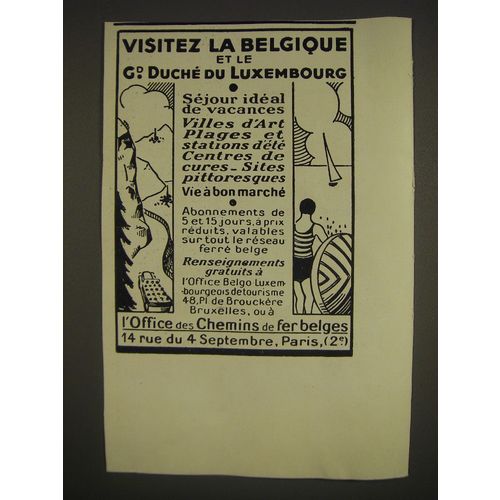 1933 Belgium & Grand Duchy of Luxemburg Ad - in French - Visitez la Belgique et