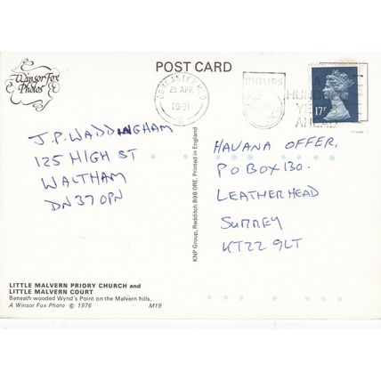 Little Malvern Priory Church and Court Postcard posted 1991 VGC