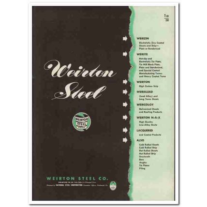 Weirton Steel Company 1945 vintage metal catalog