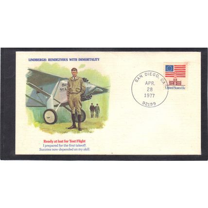 Fleetwood Lindbergh 1325 13c Flag (Cachet-U/A) CV00402