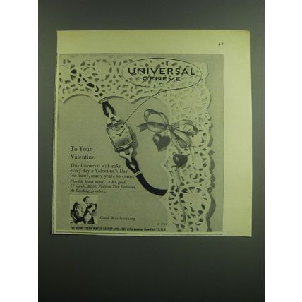 1949 Universal Geneve Watch Advertisement - To your Valentine