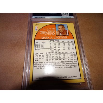 1990-91 NBA Hoops Card # 205 Mark Jackson PSA Near Mint-Mint (8) New York Knicks