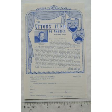 1967 leaflet the Actors' Fund of America