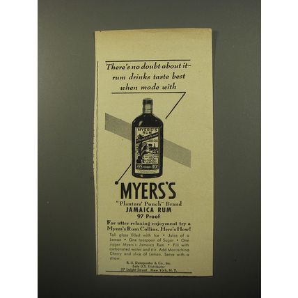 1950 Myers's Jamaica Rum Ad - There's no doubt about it - rum drinks taste best