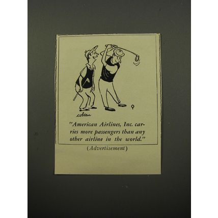1950 American Airlines Ad - cartoon by Sam Cobean - Golfing