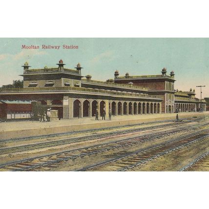Mooltan Train Railway Station India Antique Rare Postcard