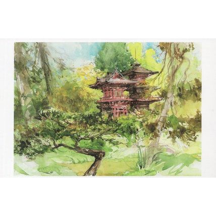 Japanese Gardens Golden Gate Park San Fransisco Painting Postcard