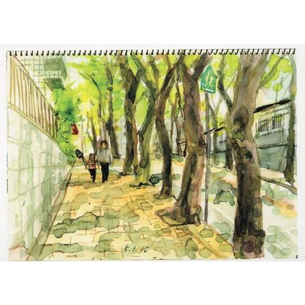 Cherry Blossom Sakura Trees Tokyo Japanese 2010 Painting Postcard