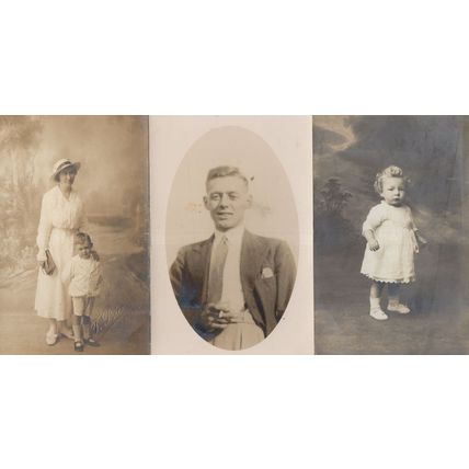 Jersey Posh Man Smoking Mother Child 3x Old Portrait Postcard s