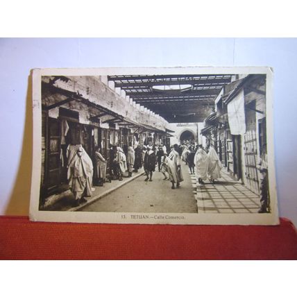 SHOPS, TETUAN, MOROCCO used VINTAGE postcard dated 1932 tetouan #