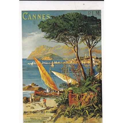 Cannes Tourism Poster Postcard unused VGC
