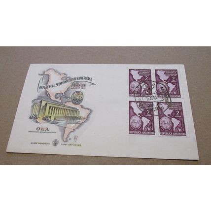 1957 Argentina FDC Cover - Inter-American economic conference Quad