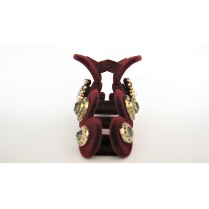 Luxurious velvet maroon red jeweled rhinestone hair claw clip