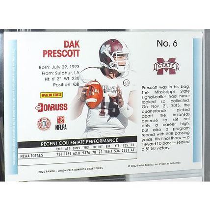 2022 Chronicles DPDAK PRESCOTT (Cowboys) Donruss #6