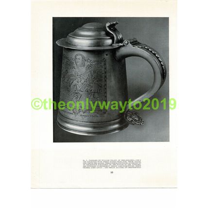 Tankard by William Vilant, Philadelphia c1725, Book Illustration (Print), 1934