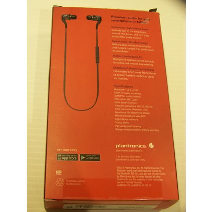 Plantronics BackBeat Go 2 88600-60 Bluetooth Stereo Wireless Headset Earbuds BLK