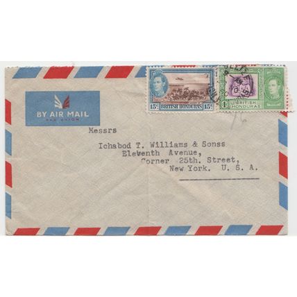 BRITISH HONDURAS cover - Nov. 1950 - The 16¢ air mail rate to USA