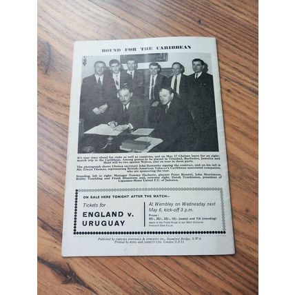 1963/64 England vs Young England, Stamford Bridge **FREE P&P**