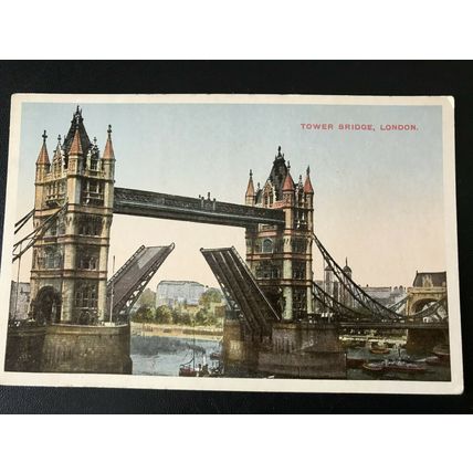 Vintage Postcard Tower Bridge raised boat LONDON UNUSED VGC