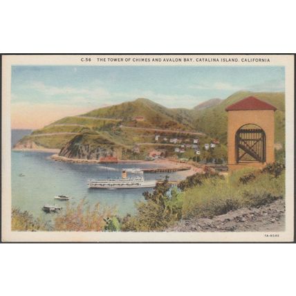 Tower of Chimes & Avalon Bay, Catalina Island, California, 1931 - WP & N Co PC