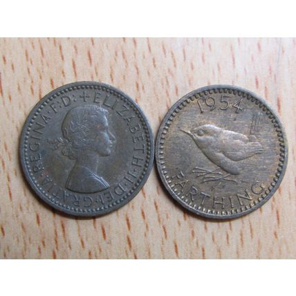 GB 1954 Elizabeth II Wren Farthing Coin