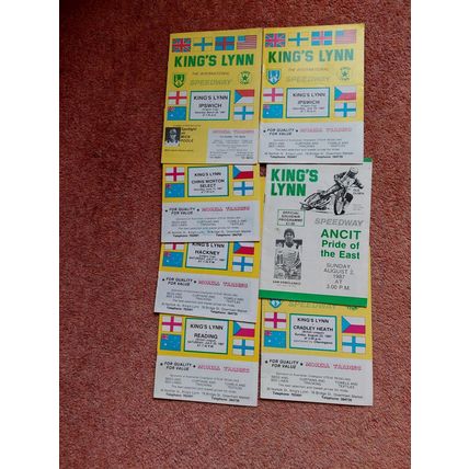 King's Lynn Speedway 1975. ( 7 PROGRAMMES JOB LOT)