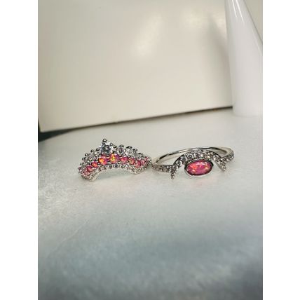Bomb Party Sz7 Revealed BP Ring Jewelry RBP Pink Fire Opal 2Pc Rhodium P Bnd Set