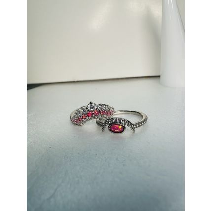 Bomb Party Sz7 Revealed BP Ring Jewelry RBP Pink Fire Opal 2Pc Rhodium P Bnd Set