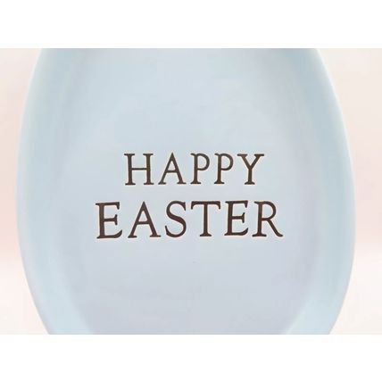 Oval Happy Easter Dish Pastel Blue 2.7 CM Ceramic Holiday Christianity