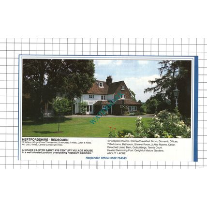 Redbourn Hertfordshire House Sale Advert - 1991 Clipping
