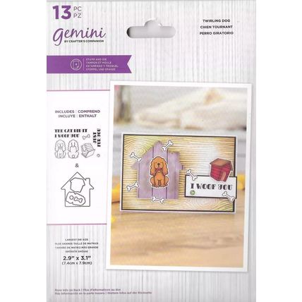 Crafter's Companion. Gemini. Twirling Dog Stamp & Die Set. Die Cutting Crafts