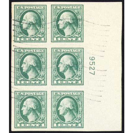 531, Used Superb 1¢ Plate Block of Six Stamps - Stuart Katz