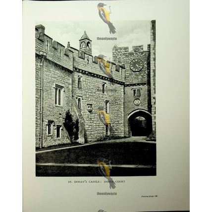 St Donat's Castle Inner Court & Oystermouth Castle, Book Illustration 1926