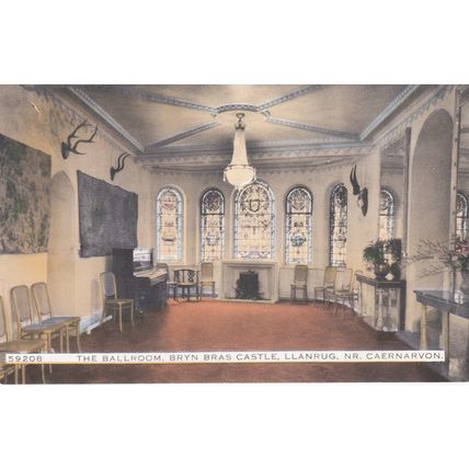EC116 BRYN BRAS CASTLE, LLANRUG. THE BALLROOM. COLOURED PRINTED POSTCARD